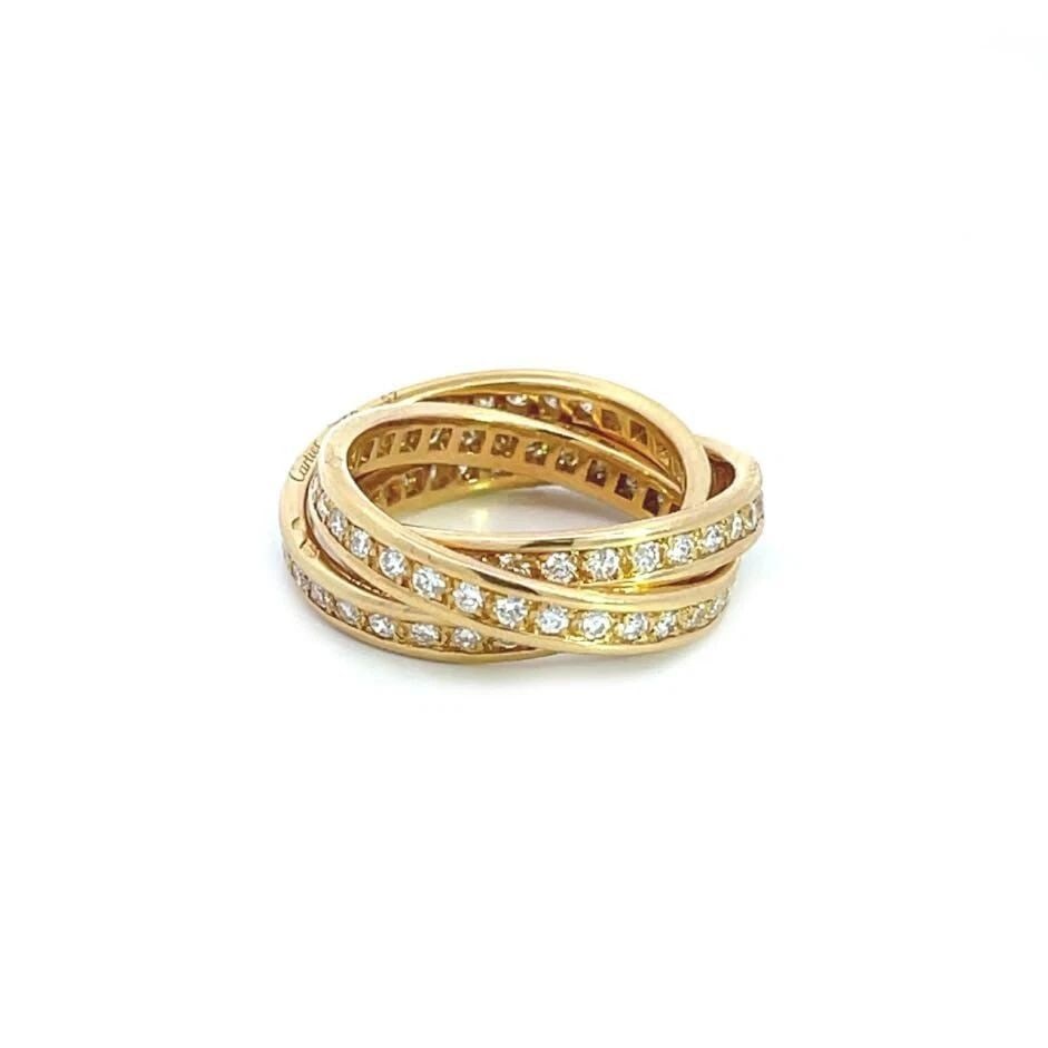 CARTIER DIAMOND GOLD RING 18KT YELLOW GOLD TRIPLE SIZE 52 PAPER &BOX (1 of 2)