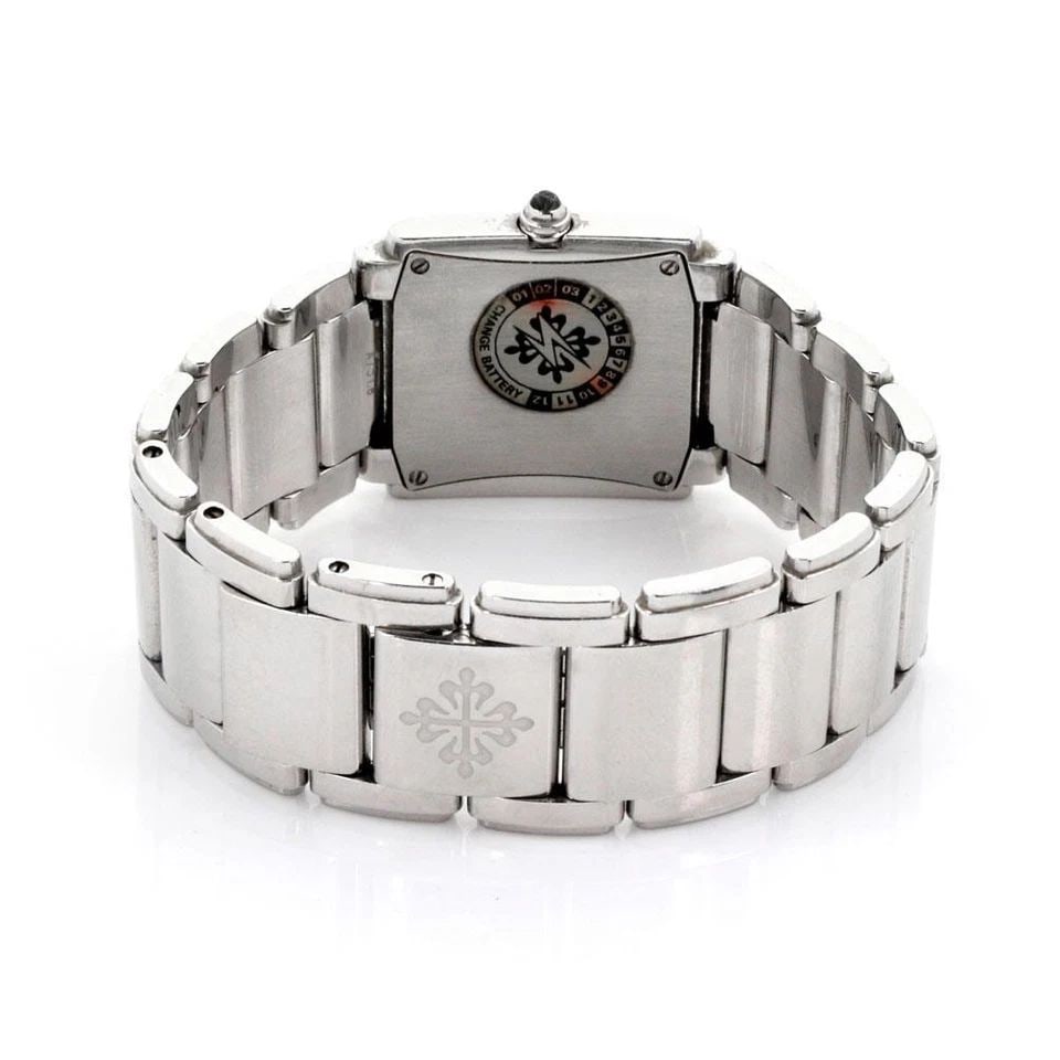 PATEK PHILIPPE TWENTY-4 DIAMOND RECTANGULAR LADIES QUARTZ WATCH: PATEK PHILIPPE TWENTY-4 DIAMOND RECTANGULAR LADIES QUARTZ WATCH PATEK PHILIPPE TWENTY-4 DIAMOND RECTANGULAR LADIES QUARTZ WATCH Patek Philippe Twenty-4 Diamond Rectangular Ladies Quartz Watch Descript