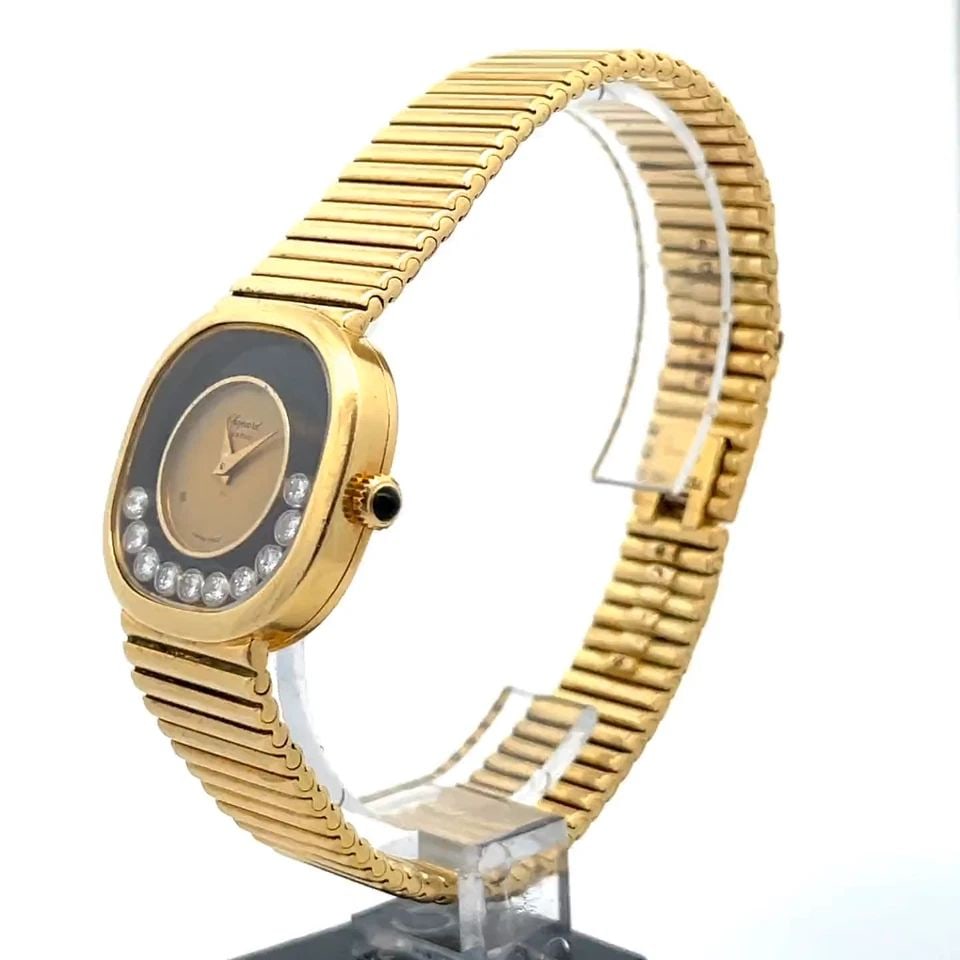 CHOPARD HAPPY DIAMOND WATCH 18K YELLOW GOLD MANUAL WIND LADIES 5089: CHOPARD HAPPY DIAMOND WATCH 18K YELLOW GOLD MANUAL WIND LADIES 5089 CHOPARD HAPPY DIAMOND WATCH 18K YELLOW GOLD MANUAL WIND LADIES 5089 This lovely vintage authentic ladies wristwatch is by Chopard fr