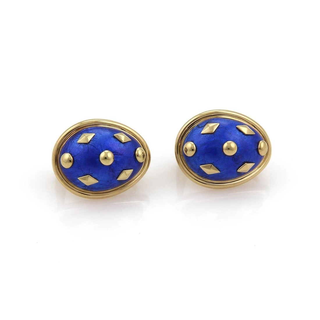 TIFFANY & CO. SCHLUMBERGER BLUE DOT LOZENGE ENAMEL POST CLIP EARRINGS: TIFFANY & CO. SCHLUMBERGER BLUE DOT LOZENGE ENAMEL POST CLIP EARRINGS TIFFANY & CO. SCHLUMBERGER BLUE DOT LOZENGE ENAMEL POST CLIP EARRINGS Tiffany & Co. Schlumberger Blue Dot Lozenge Enamel Post Clip