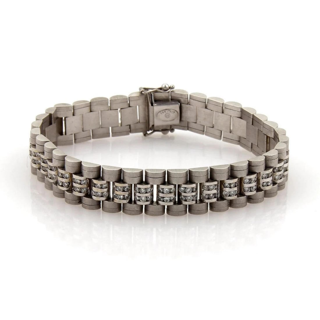 DIAMOND GOLD BRACELET JUBILEE 14K WHITE TEXTURED STYLE (1 of 2)