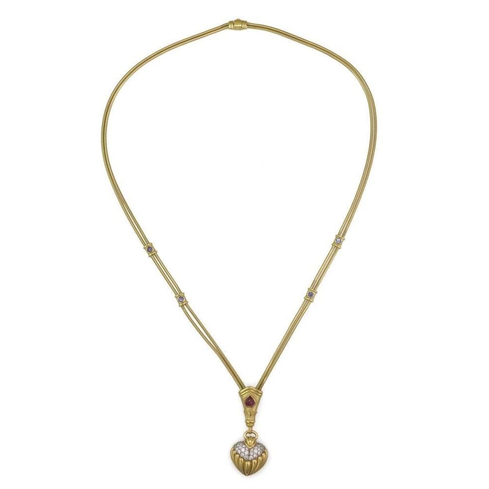 SEIDENGANG DIAMOND GOLD NECKLACE PINK TOURMALINE HEART PENDANT: SEIDENGANG DIAMOND GOLD NECKLACE PINK TOURMALINE HEART PENDANT SEIDENGANG DIAMOND GOLD NECKLACE PINK TOURMALINE HEART PENDANT Seidengang Diamond & Gems 18k Gold Heart Pendant Necklace Description This