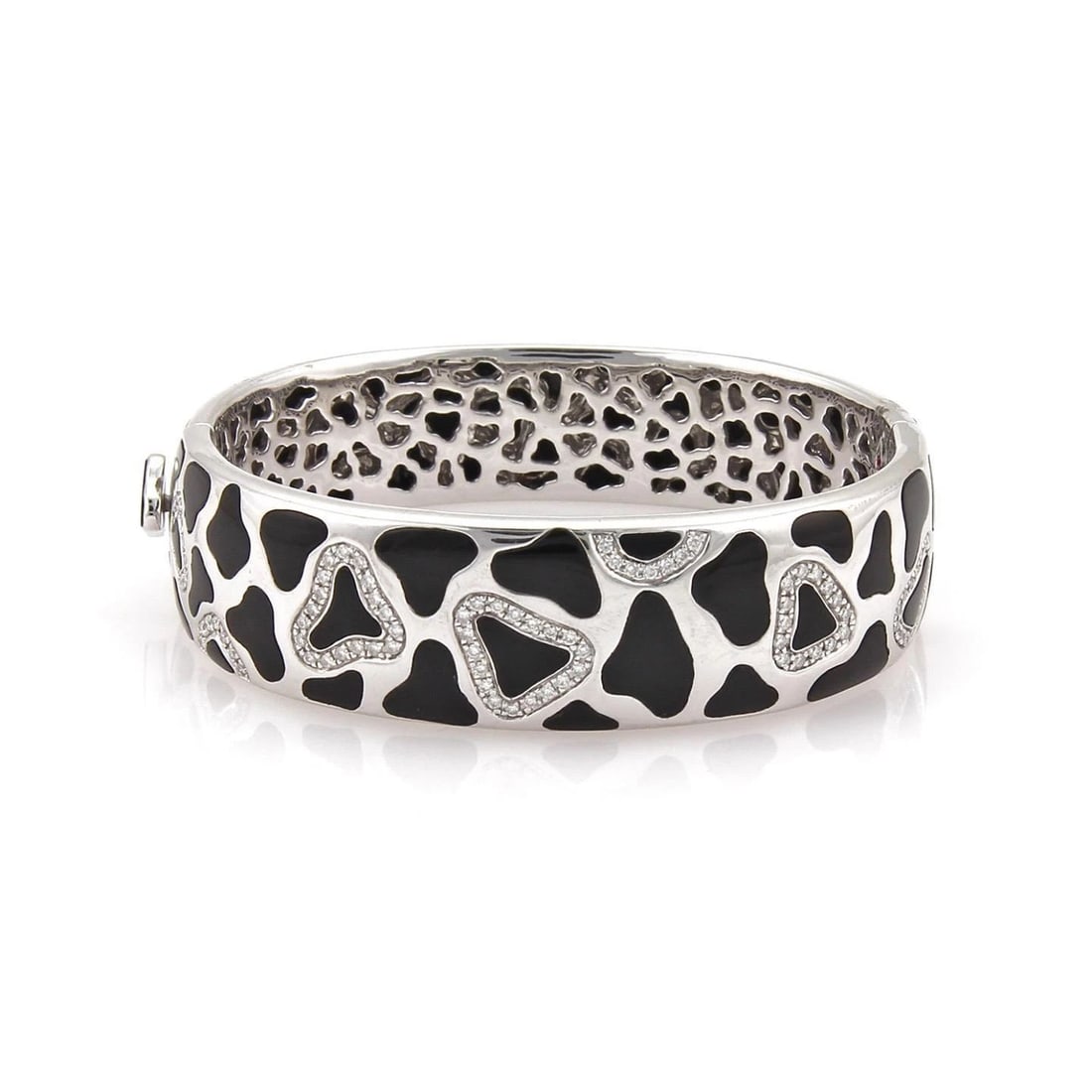 ROBERTO COIN PANDA ONYX DIAMOND 18K WHITE GOLD 18MM WIDE BRACELET (1 of 2)