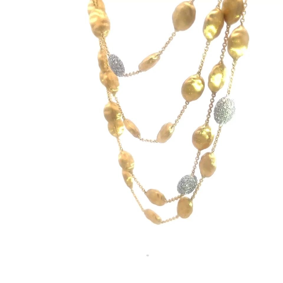 MARCO BICEGO SIVIGLIA GOLD NECKLACE DIAMOND 18K YELLOW BEAD MOTIFS 50" L: MARCO BICEGO SIVIGLIA GOLD NECKLACE DIAMOND 18K YELLOW BEAD MOTIFS 50" L MARCO BICEGO SIVIGLIA GOLD NECKLACE DIAMOND 18K YELLOW BEAD MOTIFS 50" L From the Siviglia Collection, this eye-catching long M