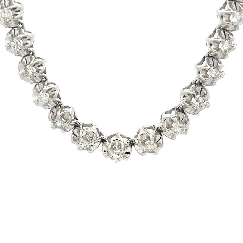 DIAMOND ILLUSION TENNIS NECKLACE 8CT GRADUATED PRONG SET 14K WHITE GOLD 21" L: DIAMOND ILLUSION TENNIS NECKLACE 8CT GRADUATED PRONG SET 14K WHITE GOLD 21" L DIAMOND ILLUSION TENNIS NECKLACE 8CT GRADUATED PRONG SET 14K WHITE GOLD 21" L This gorgeous diamond tennis necklace is cra