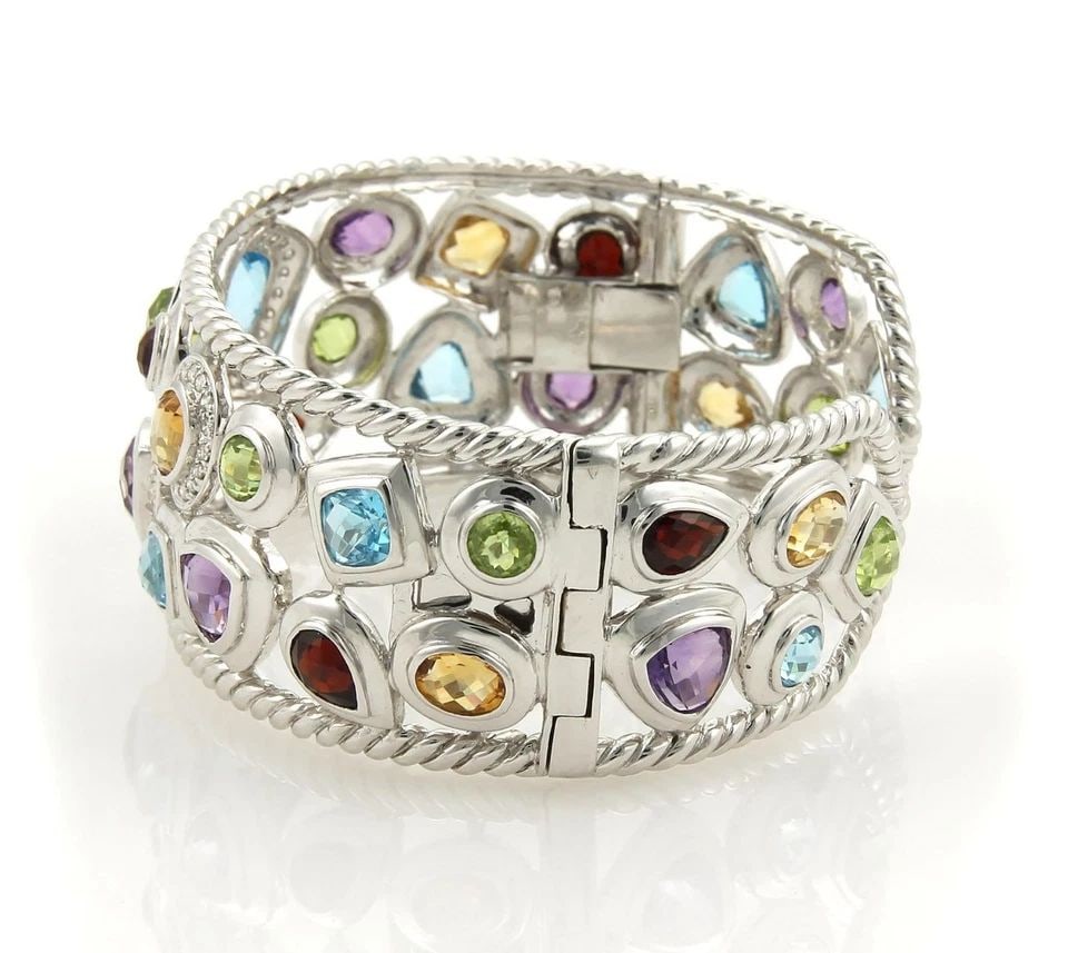 SOPHIA DIAMONDS GOLD BRACELET GEMSTONE 18K WHITE WIDE CUFF BRACELET: SOPHIA DIAMONDS GOLD BRACELET GEMSTONE 18K WHITE WIDE CUFF BRACELET SOPHIA DIAMONDS GOLD BRACELET GEMSTONE 18K WHITE WIDE CUFF BRACELET The Sophia gold bracelet is a stunning piece of fine jewelry fea
