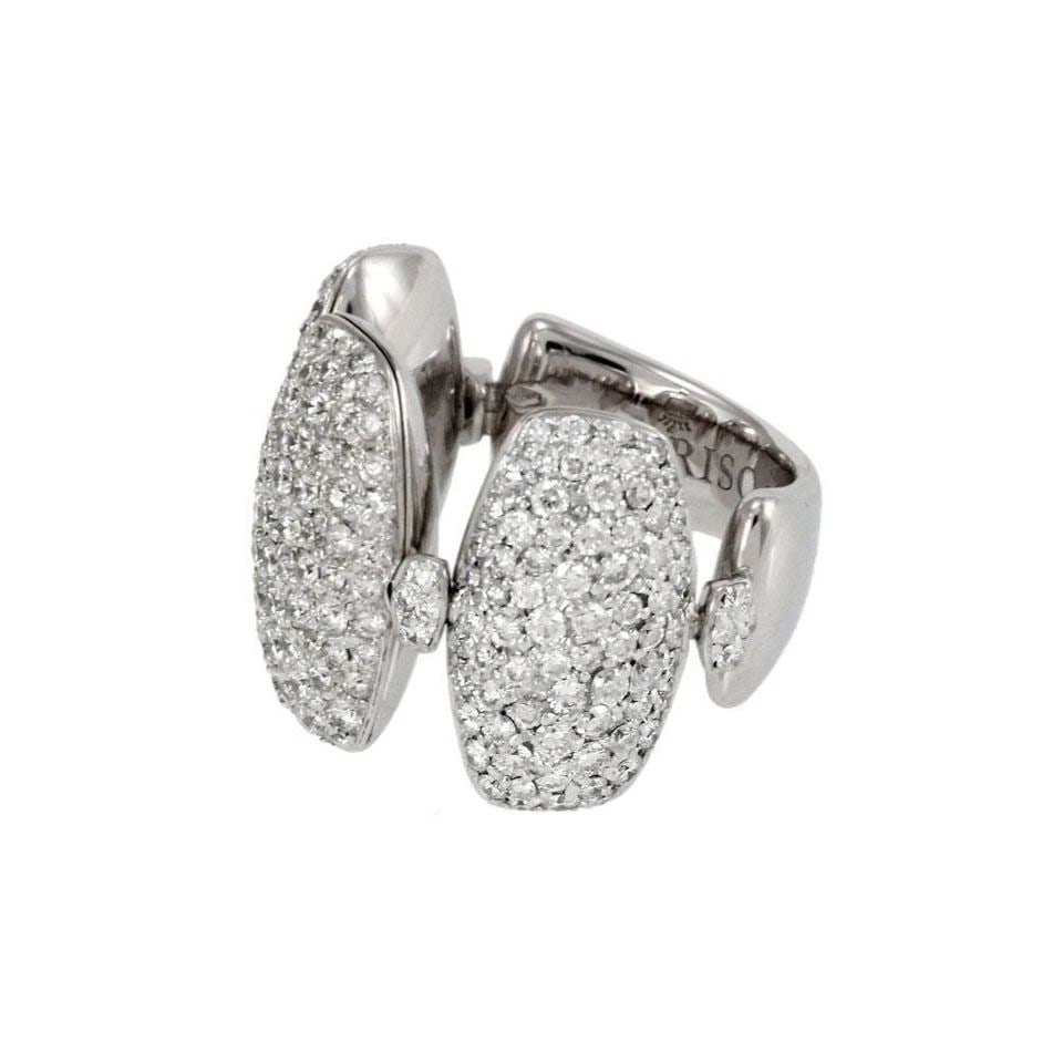 DE GRISOGONO ZUCCHERO RING DIAMOND 18K GOLD FLEXIBLE WHITE GOLD: DE GRISOGONO ZUCCHERO RING DIAMOND 18K GOLD FLEXIBLE WHITE GOLD DE GRISOGONO ZUCCHERO RING DIAMOND 18K GOLD FLEXIBLE WHITE GOLD di Grisogono 3.00ct Diamond 18k White Gold Triple Flip Top Ring Size 53 