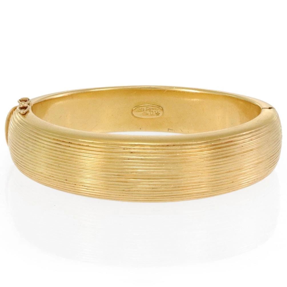 LEO PIZZO 18K YELLOW GOLD 16MM FINE GROOVED WIDE OVAL DOME BANGLE (1 of 2)