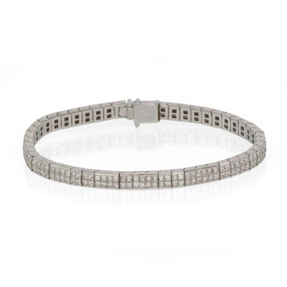 H. STERN 7.10CT PRINCESS CUT DIAMOND 18K WHITE GOLD 5MM TENNIS BRACELET (1 of 1)