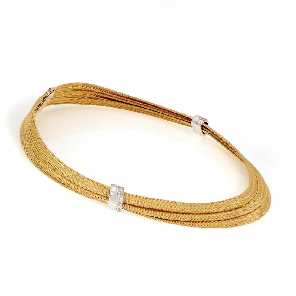 ROBERTO COIN DIAMOND 18K GOLD TRIPLE BASKET WEAVE FLEX COLLAR NECKLACE: ROBERTO COIN DIAMOND 18K GOLD TRIPLE BASKET WEAVE FLEX COLLAR NECKLACE ROBERTO COIN DIAMOND 18K GOLD TRIPLE BASKET WEAVE FLEX COLLAR NECKLACE Roberto Coin Diamond 18k Gold Triple Basket Weave Flex Col