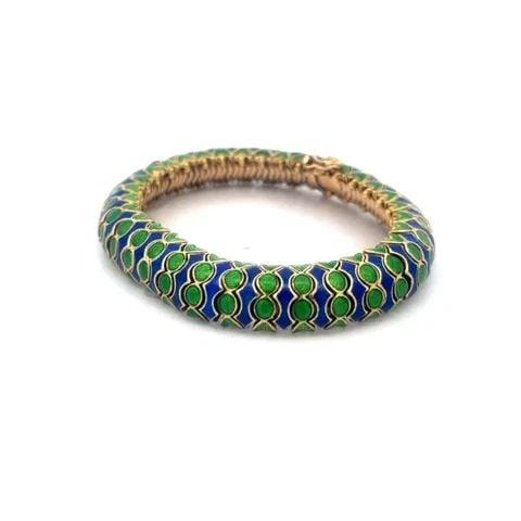 MARTINE ENAMEL SNAKE BRACELET 14K YELLOW GOLD FLEX LINKS 78.8GR: MARTINE ENAMEL SNAKE BRACELET 14K YELLOW GOLD FLEX LINKS 78.8GR MARTINE ENAMEL SNAKE BRACELET 14K YELLOW GOLD FLEX LINKS 78.8GR This is a bracelet by designer Martine, it is crafted from 14k yellow go