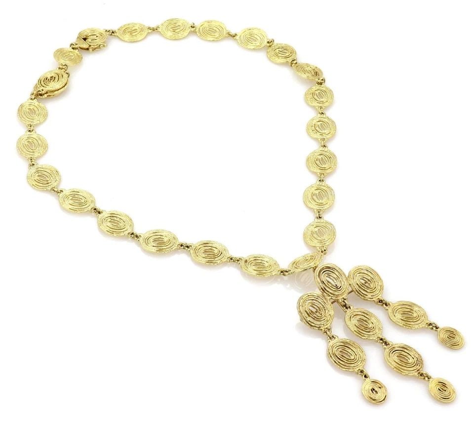 ESTATE 14K NECKLACE YELLOW GOLD CONVERTIBLE DANGLE BROOCH WHORL LINK PENDANT 22": ESTATE 14K NECKLACE YELLOW GOLD CONVERTIBLE DANGLE BROOCH WHORL LINK PENDANT 22" ESTATE 14K NECKLACE YELLOW GOLD CONVERTIBLE DANGLE BROOCH WHORL LINK PENDANT 22" Estate 14k YGold Convertible Dangle Br