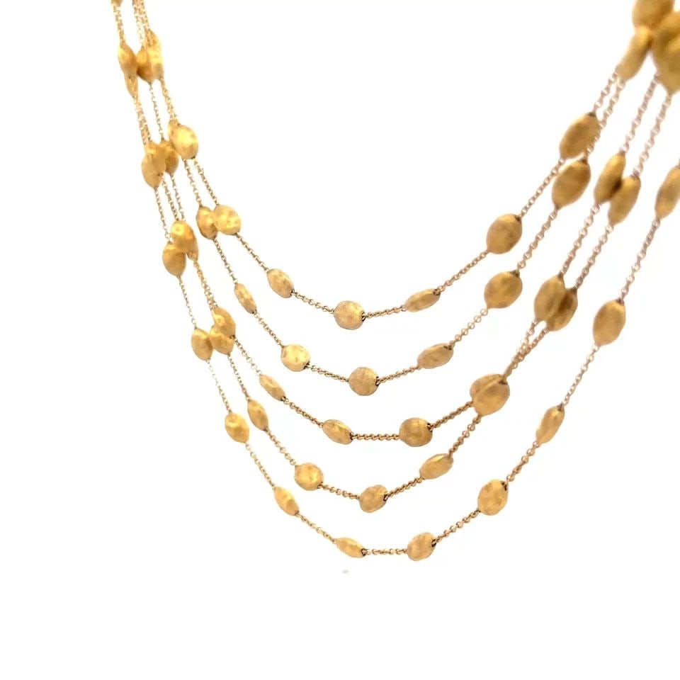 MARCO BICEGO SIVIGLIA GOLD NECKLACE 5 STRAND 18K YELLOW BEADED STYLE: MARCO BICEGO SIVIGLIA GOLD NECKLACE 5 STRAND 18K YELLOW BEADED STYLE MARCO BICEGO SIVIGLIA GOLD NECKLACE 5 STRAND 18K YELLOW BEADED STYLE From his Siviglia Collection, this is Marco Bicego authentic 5