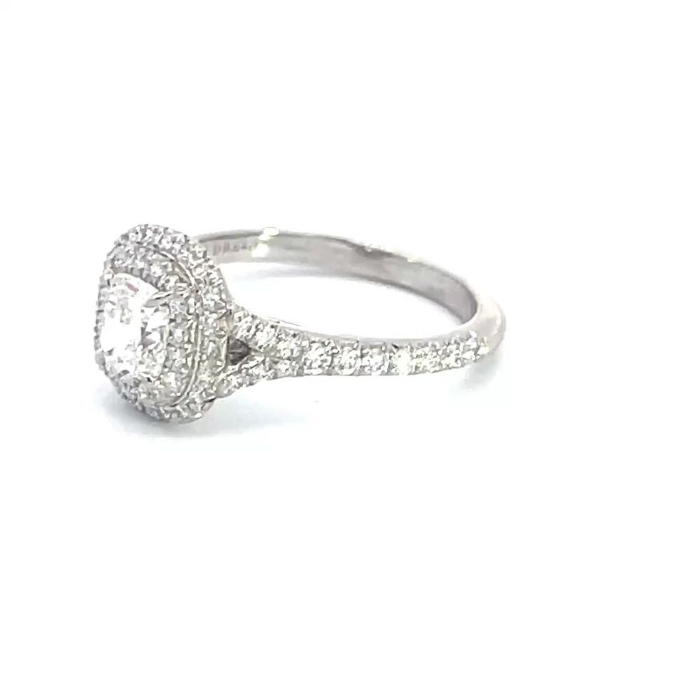 TIFFANY & CO. SOLESTE DIAMOND ENGAGEMENT RING PLATINUM HALO BOX PAPER $9950: TIFFANY & CO. SOLESTE DIAMOND ENGAGEMENT RING PLATINUM HALO BOX PAPER $9950 TIFFANY & CO. SOLESTE DIAMOND ENGAGEMENT RING PLATINUM HALO BOX PAPER $9950 This stunning authentic engagement ring is by Ti
