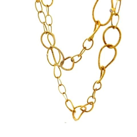 JUDITH RIPKA DIAMOND NECKLACE 18K YELLOW GOLD LONG CHAIN 34.5": JUDITH RIPKA DIAMOND NECKLACE 18K YELLOW GOLD LONG CHAIN 34.5" JUDITH RIPKA DIAMOND NECKLACE 18K YELLOW GOLD LONG CHAIN 34.5" This long authentic chain link necklace is by Judith Ripka, it is crafted 