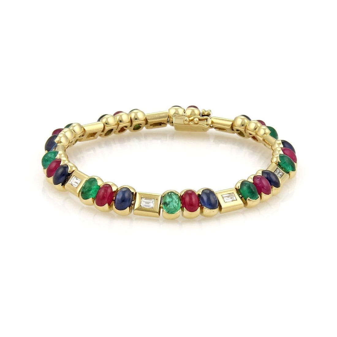 DIAMOND & GEMS GOLD BRACELET 18K YELLOW OVAL LINK: DIAMOND & GEMS GOLD BRACELET 18K YELLOW OVAL LINK DIAMOND & GEMS GOLD BRACELET 18K YELLOW OVAL LINK This is a stunning bracelet, crafted from 18k yellow gold feature beautiful oval and rectangle links