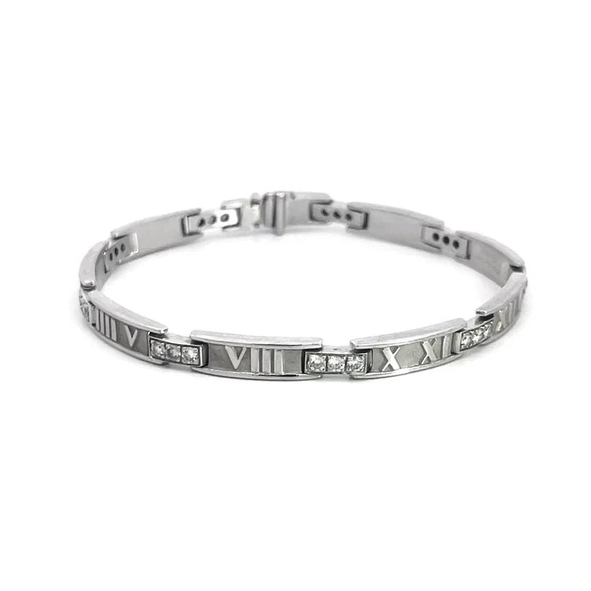 70720 TIFFANY & CO. ATLAS GOLD BRACELET DIAMOND 18K WHITE ROMAN NUMERAL LINKS: 70720 TIFFANY & CO. ATLAS GOLD BRACELET DIAMOND 18K WHITE ROMAN NUMERAL LINKS 70720 TIFFANY & CO. ATLAS GOLD BRACELET DIAMOND 18K WHITE ROMAN NUMERAL LINKS Elevate your jewelry collection with this Ti