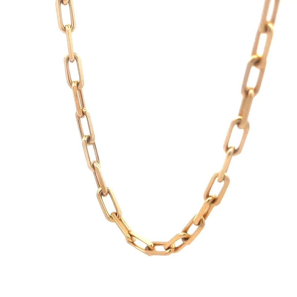 SANTOS DE CARTIER GOLD NECKLACE 18K YELLOW PAPERCLIP LINK CHAIN CERT 22": SANTOS DE CARTIER GOLD NECKLACE 18K YELLOW PAPERCLIP LINK CHAIN CERT 22" This lovely chain is by Cartier from Santos de Cartier Collection. It is a fine piece of jewelry crafted from 18k yellow gold. 