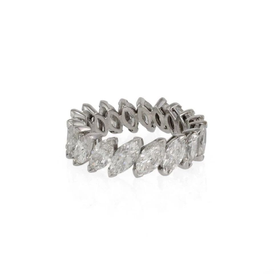 MARQUISE DIAMOND ETERNITY RING IN PLATINUM 6MM WIDE BAND SIZE 4.5: MARQUISE DIAMOND ETERNITY RING IN PLATINUM 6MM WIDE BAND SIZE 4.5 MARQUISE DIAMOND ETERNITY RING IN PLATINUM 6MM WIDE BAND SIZE 4.5 Platinum 4 Carats Marquise Diamond 6mm Wide Eternity Band Ring Size 