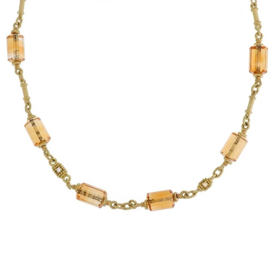 JUDITH RIPKA DIAMOND CITRINE LONG BEAD MOTIFS 18K YELLOW GOLD NECKLACE: JUDITH RIPKA DIAMOND CITRINE LONG BEAD MOTIFS 18K YELLOW GOLD NECKLACE JUDITH RIPKA DIAMOND CITRINE LONG BEAD MOTIFS 18K YELLOW GOLD NECKLACE Judith Ripka Diamond Citrine Long Bead Motifs 18k Yellow G