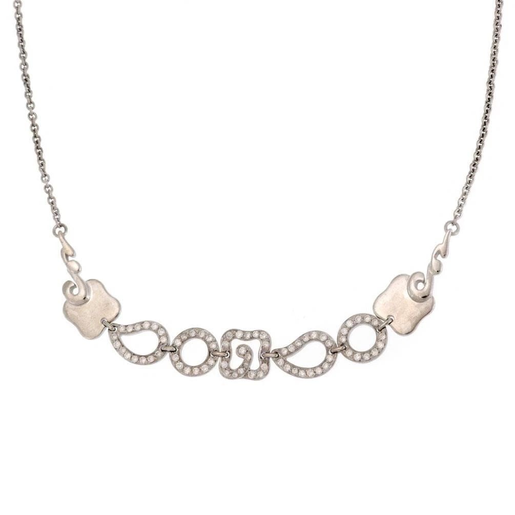 66840 NOUVELLE BAGUE 1CT DIAMOND 18K WHITE GOLD GEOMETRIC MOTIFS CHAIN NECKLACE: 66840 NOUVELLE BAGUE 1CT DIAMOND 18K WHITE GOLD GEOMETRIC MOTIFS CHAIN NECKLACE 66840 NOUVELLE BAGUE 1CT DIAMOND 18K WHITE GOLD GEOMETRIC MOTIFS CHAIN NECKLACE This elegant authentic collar necklace i
