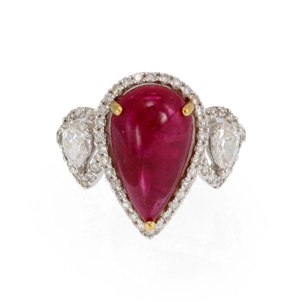 STUNNING GIA 4.80CT RUBY DIAMOND 18K TWO TONE GOLD COCKTAIL RING SIZE 7 (1 of 2)