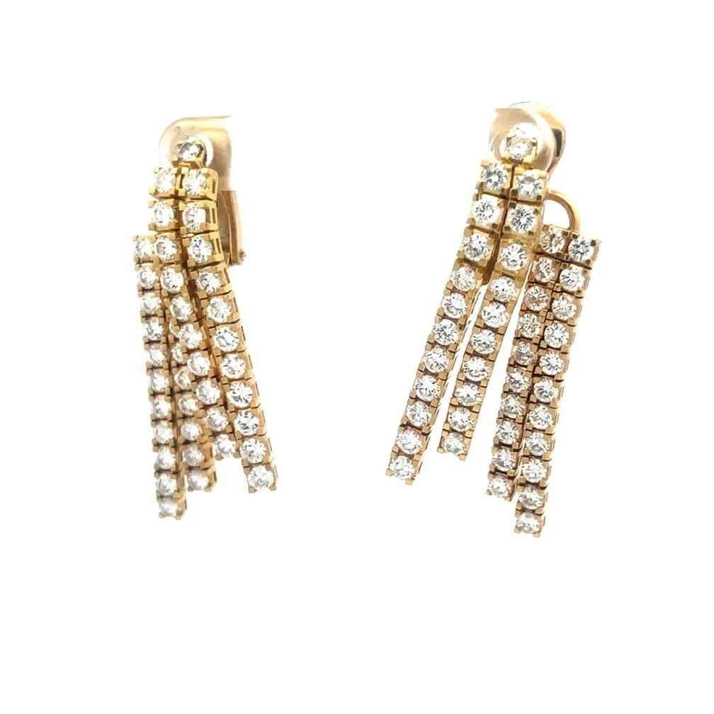 DIAMOND GOLD EARRINGS 5 CARATS 18K YELLOW VINTAGE DROP DANGLE (1 of 2)