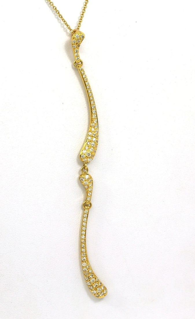 TIFFANY & CO. PERETTI DIAMOND GOLD NECKLACE 18K YELLOW DOUBLE TEAR DROP PENDANT (1 of 2)