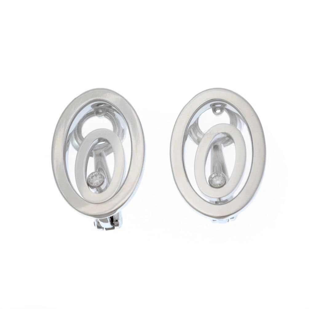CHOPARD HAPPY SPIRIT DIAMOND 18K WHITE GOLD DOUBLE OVAL CLIP ON EARRINGS: CHOPARD HAPPY SPIRIT DIAMOND 18K WHITE GOLD DOUBLE OVAL CLIP ON EARRINGS 0