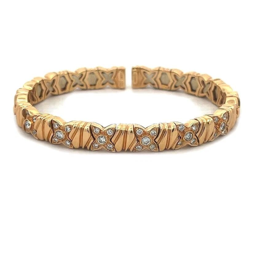 GIOVANE DIAMOND GOLD BRACELET 18K YELLOW FLORAL MOTIFS FLEX BAND (1 of 2)