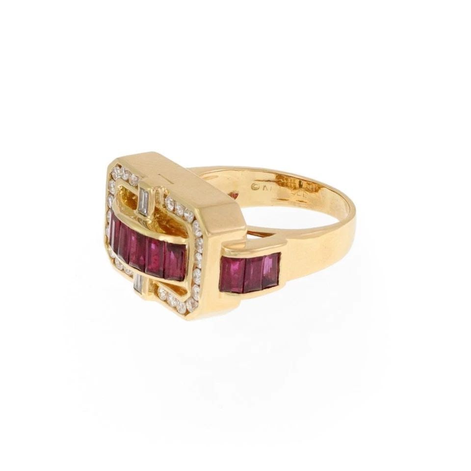 CHARLES KRYPELL RUBY RING DIAMOND 18K YELLOW GOLD FANCY LONG TOP SIZE 6: CHARLES KRYPELL RUBY RING DIAMOND 18K YELLOW GOLD FANCY LONG TOP SIZE 6 CHARLES KRYPELL RUBY RING DIAMOND 18K YELLOW GOLD FANCY LONG TOP SIZE 6 Charles Krypell 2.64ct Diamond Ruby 18k Yellow Gold Fanc