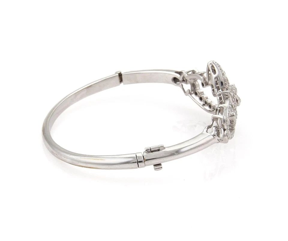 BEAUTIFUL 1.00CT DIAMOND 14K WHITE GOLD OPEN FLORAL STYLE BANGLE BRACELET: BEAUTIFUL 1.00CT DIAMOND 14K WHITE GOLD OPEN FLORAL STYLE BANGLE BRACELET BEAUTIFUL 1.00CT DIAMOND 14K WHITE GOLD OPEN FLORAL STYLE BANGLE BRACELET 14k White Gold 1.00 Carat Diamond Open Floral Design