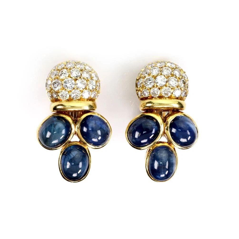 GIOVANE 16.50CT DIAMOND & SAPPHIRE 18K YELLOW GOLD FANCY EARRINGS (1 of 1)