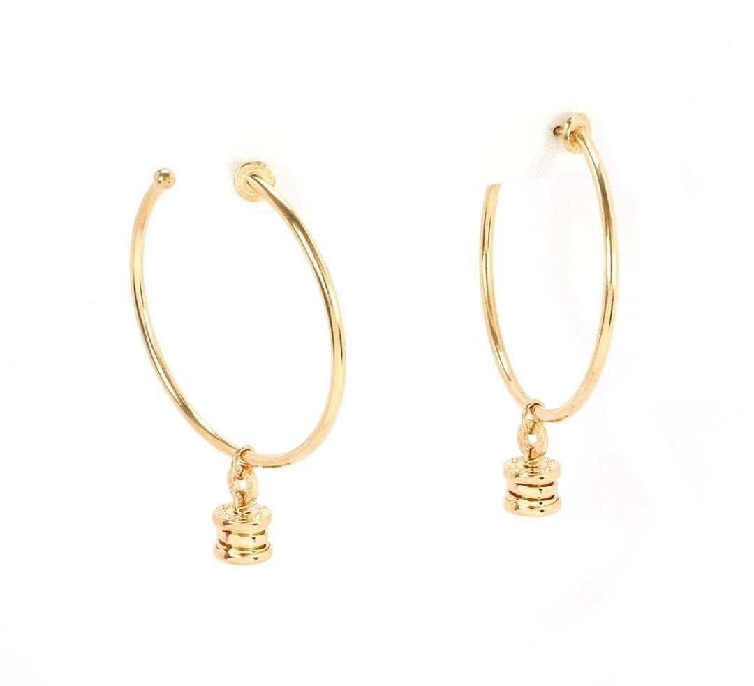 BVLGARI BULGARI B ZERO-1 18K YELLOW GOLD DANGLE HOOP EARRINGS (1 of 1)