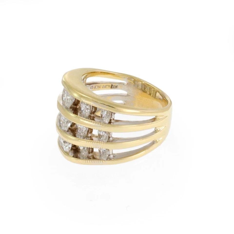 JOSE HESS DIAMOND 18K YELLOW GOLD 3 ROWS 2.3CT CHANNEL SET WIDE BAND RING: JOSE HESS DIAMOND 18K YELLOW GOLD 3 ROWS 2.3CT CHANNEL SET WIDE BAND RING JOSE HESS DIAMOND 18K YELLOW GOLD 3 ROWS 2.3CT CHANNEL SET WIDE BAND RING Jose Hess Diamond 18k Yellow Gold 2.30ct Channel Set
