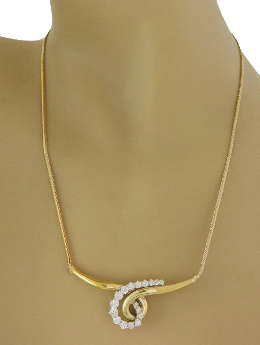 JOSE HESS DIAMOND NECKLACE 18K YELLOW GOLD WIDE LOOP PENDANT (1 of 2)