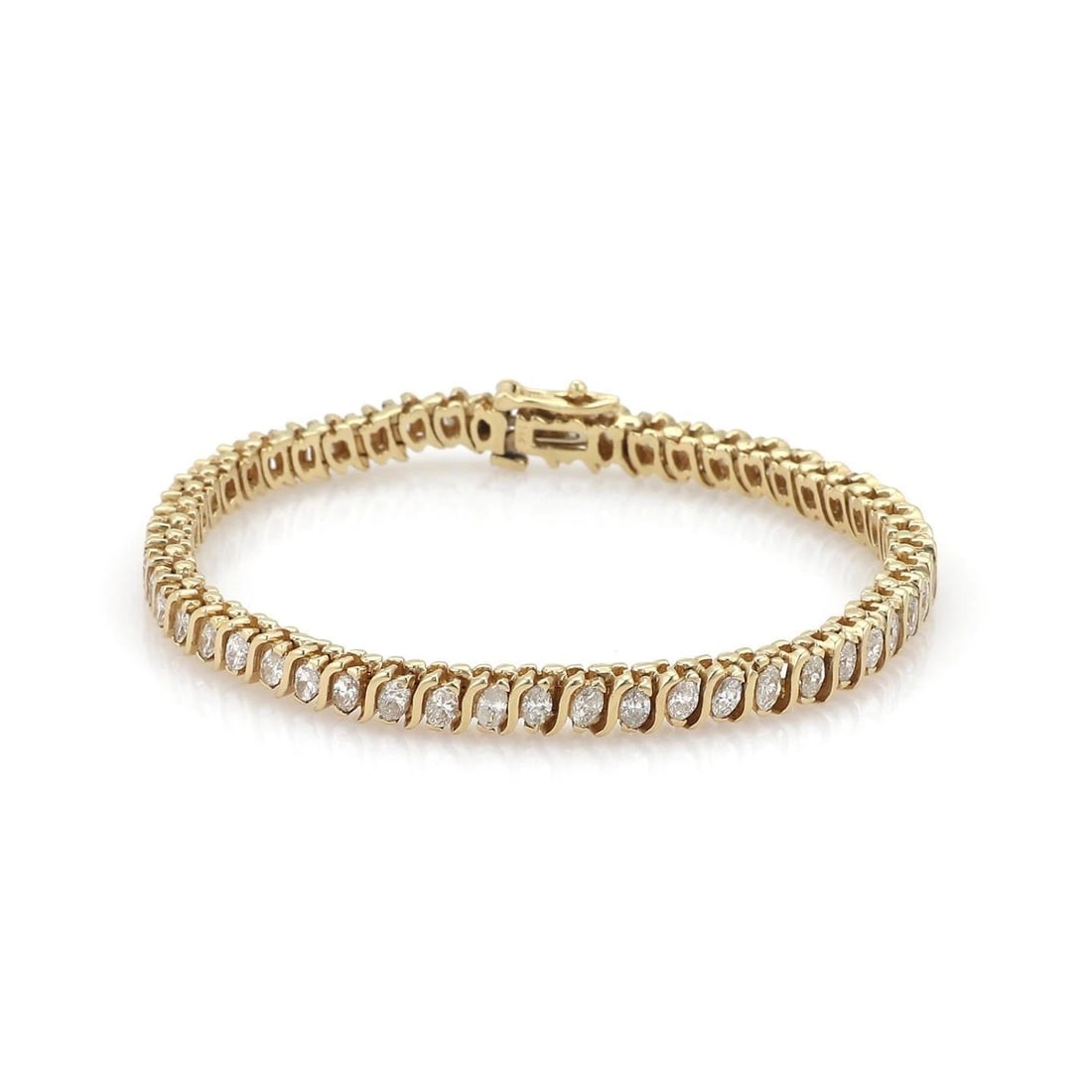 14K YELLOW GOLD 4.5 CARAT MARQUIS CUT DIAMOND LINK TENNIS BRACELET (1 of 2)