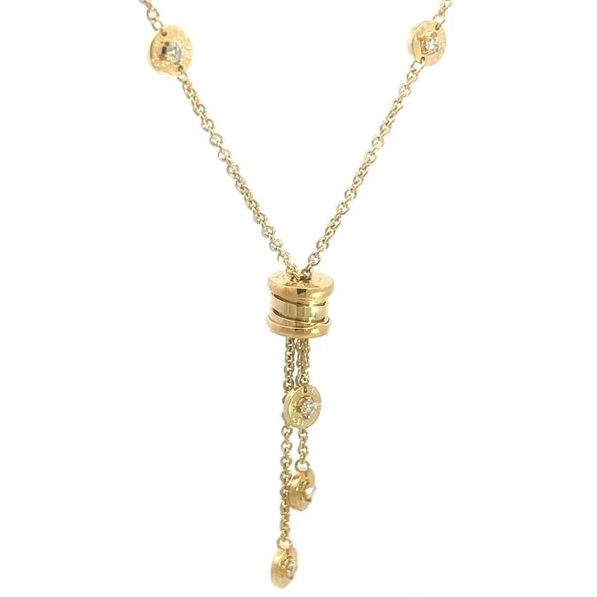 BULGARI B ZERO.1 GOLD NECKLACE DIAMOND 18K YELLOW DANGLE MOTIFS: BULGARI B ZERO.1 GOLD NECKLACE DIAMOND 18K YELLOW DANGLE MOTIFS BULGARI B ZERO.1 GOLD NECKLACE DIAMOND 18K YELLOW DANGLE MOTIFS The Bulgari Gold Necklace with Diamond Dangle Motifs is a stunning piece
