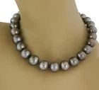 TAHITIAN PEARL NECKLACE GRADUATED GOLD DIAMOND SINGLE STRAND 10-15MM (1 of 2)