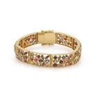 ESTATE 8 CARATS MULTICOLOR SAPPHIRE RUBY 22K GOLD RECTANGULAR LINK BRACELET (1 of 2)