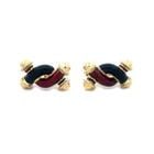 DAVID WEBB GOLD CUFFLINKS 18K YELLOW ENAMEL INTERLACED STYLE (1 of 1)