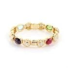 DIAMOND & TOURMALINE 14K TWO TONE GOLD OVAL LINK BRACELET: DIAMOND & TOURMALINE 14K TWO TONE GOLD OVAL LINK BRACELET DIAMOND & TOURMALINE 14K TWO TONE GOLD OVAL LINK BRACELET Estate 30.34ct Diamond & Gems 14k Two Tone Gold Oval Link Bracelet Description This 