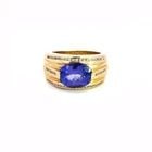 MEN'S TANZANITE DIAMOND RING 14K YELLOW GOLD SIZE 9: MEN'S TANZANITE DIAMOND RING 14K YELLOW GOLD SIZE 9 MEN'S TANZANITE DIAMOND RING 14K YELLOW GOLD SIZE 9 This is a large men's band ring, it is crafted from 14k yellow gold featuring a 13mm wide band w