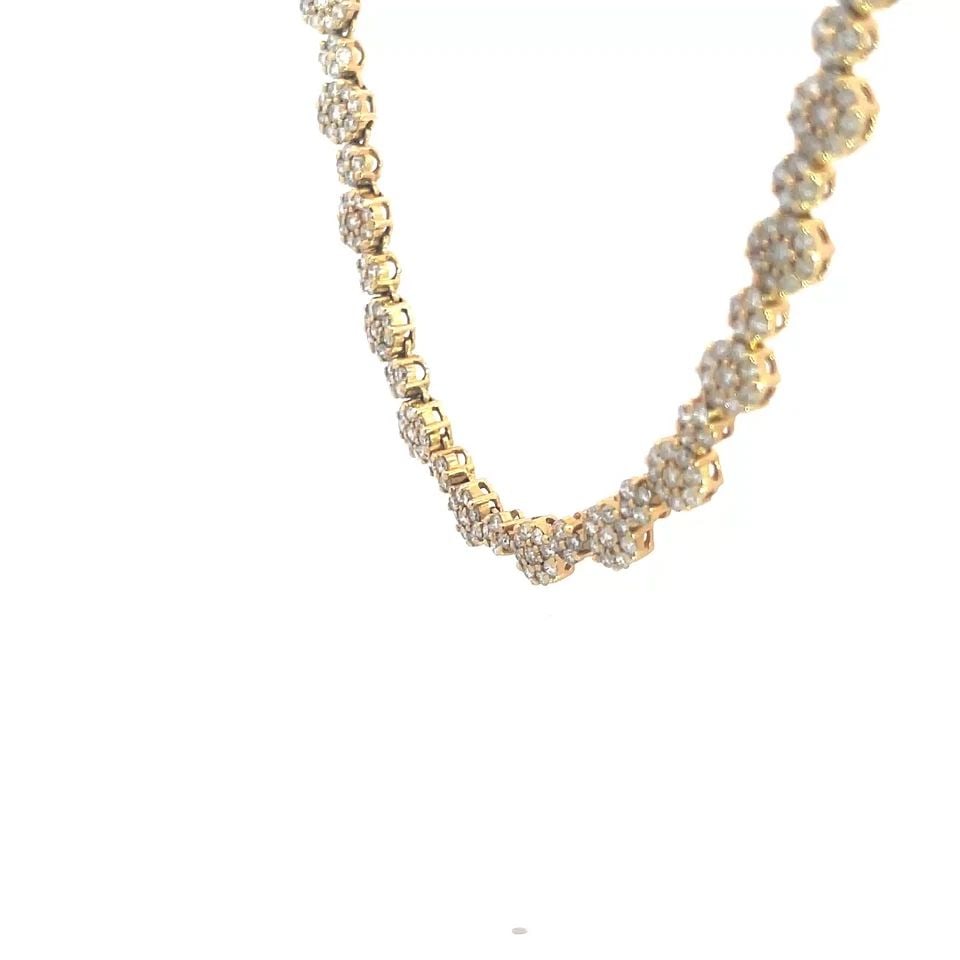 DIAMOND GOLD NECKLACE ROSETTE LINKS 14K YELLOW COLLAR STYLE: DIAMOND GOLD NECKLACE ROSETTE LINKS 14K YELLOW COLLAR STYLE DIAMOND GOLD NECKLACE ROSETTE LINKS 14K YELLOW COLLAR STYLE This is a beautiful floral collar necklace; it is crafted from 14k yellow gold f