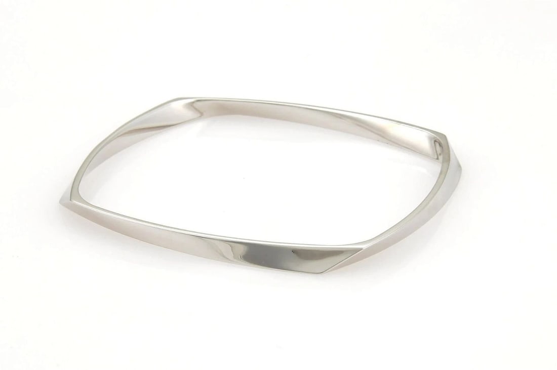 TIFFANY & CO. GEHRY TORQUE 18K WHITE GOLD SQUARE BANGLE BRACELET (1 of 2)