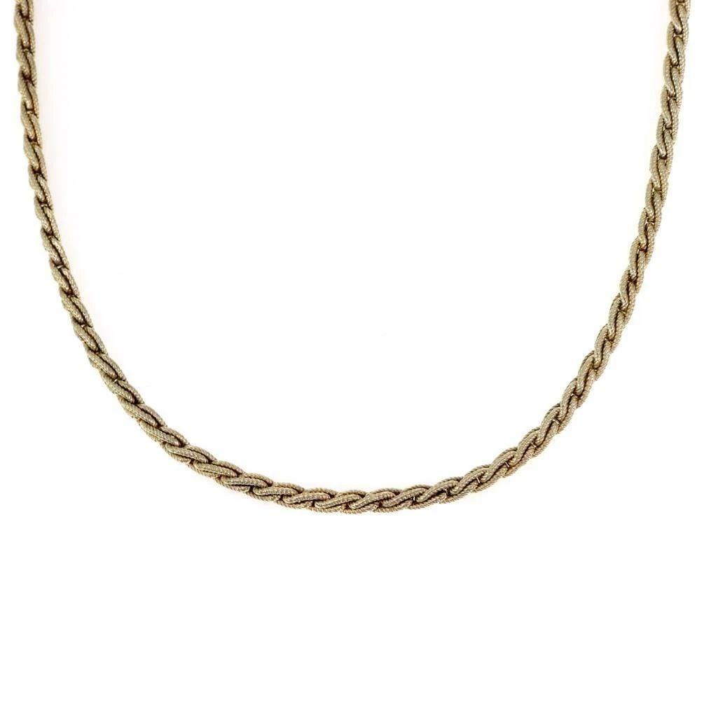 TIFFANY & CO. GERMANY CHAIN 14K YELLOW GOLD 3MM TEXTURED BRAIDED NECKLACE: TIFFANY & CO. GERMANY CHAIN 14K YELLOW GOLD 3MM TEXTURED BRAIDED NECKLACE TIFFANY & CO. GERMANY CHAIN 14K YELLOW GOLD 3MM TEXTURED BRAIDED NECKLACE Tiffany & Co. Germany 14k Yellow Gold 3mm Textured B