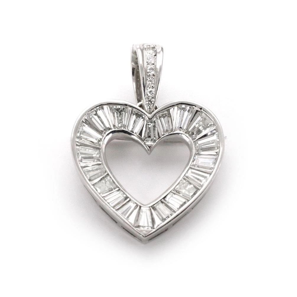 PLATINUM 3 CARATS DIAMOND HEART PENDANT / BROOCH (1 of 1)