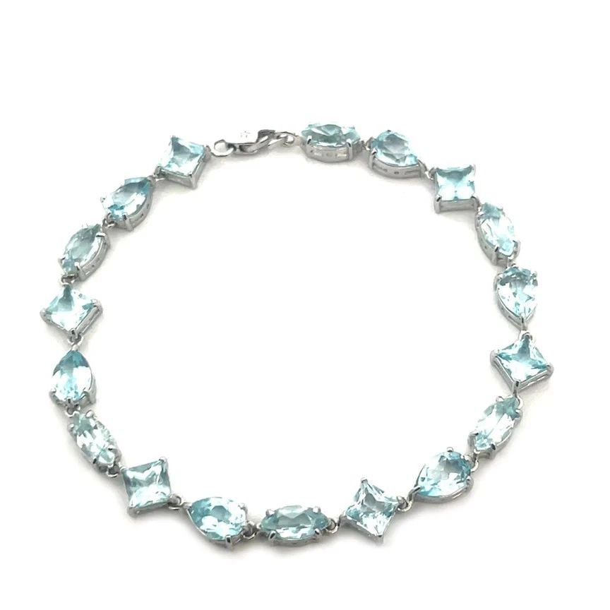 H. STERN AQUAMARINE GOLD BRACELET 18K WHITE ASSORTED SHAPE LINKS (1 of 2)