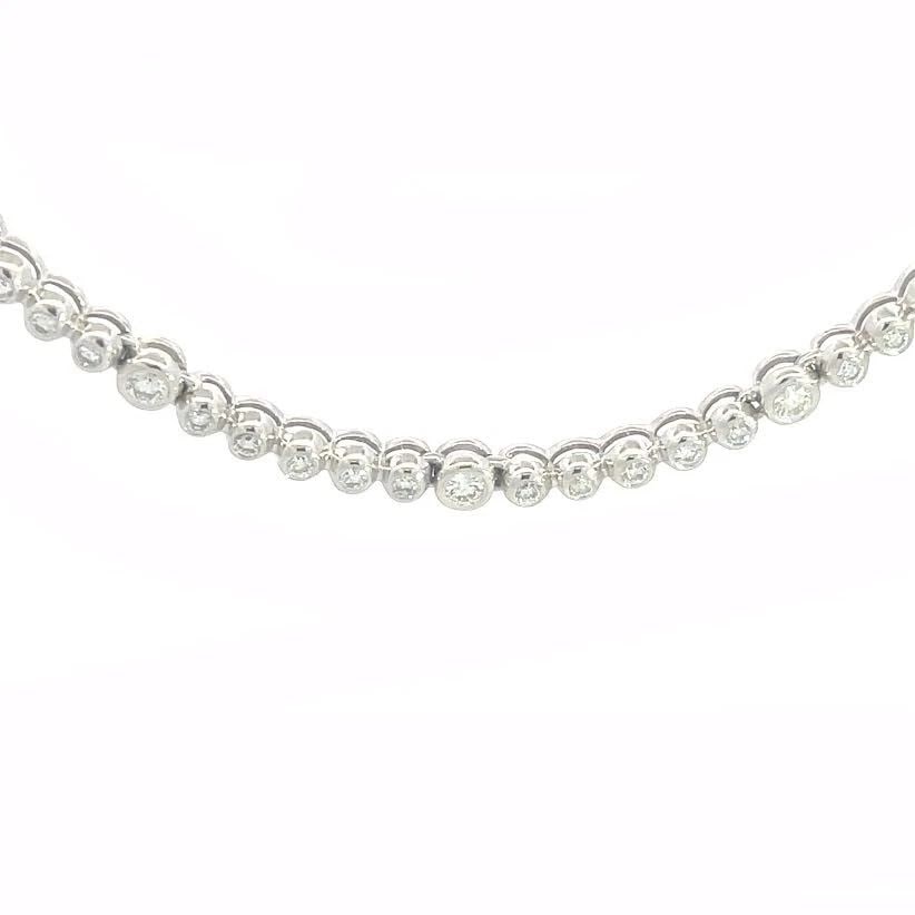 70127 DIAMONDS BEZEL SET GOLD COLLAR NECKLACE 14K WHITE CENTER DOT MOTIFS (1 of 1)