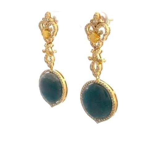 DIAMOND GOLD FLORAL DROP EARRINGS GREEN QUARTZ 18K YELLOW 2.5CT BOCHIC 2.25": DIAMOND GOLD FLORAL DROP EARRINGS GREEN QUARTZ 18K YELLOW 2.5CT BOCHIC 2.25" DIAMOND GOLD FLORAL DROP EARRINGS GREEN QUARTZ 18K YELLOW 2.5CT BOCHIC 2.25" This is a gorgeous authentic pair of earrings 